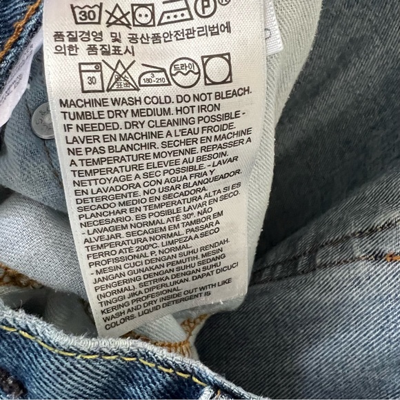 Levi's 505 Men's 38 x 30 Worn In Dad Jeans Straight Leg Distressed Blue Jeans - Picture 16 of 16